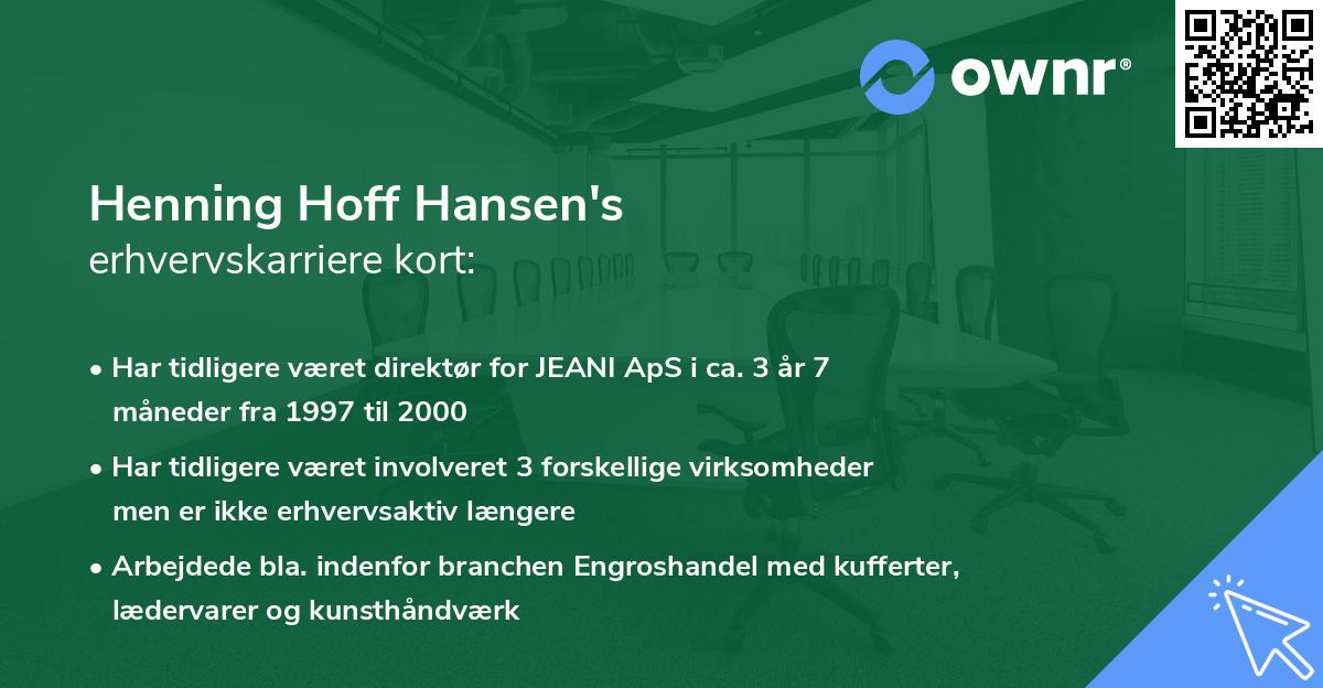 Henning Hoff Hansen's erhvervskarriere kort