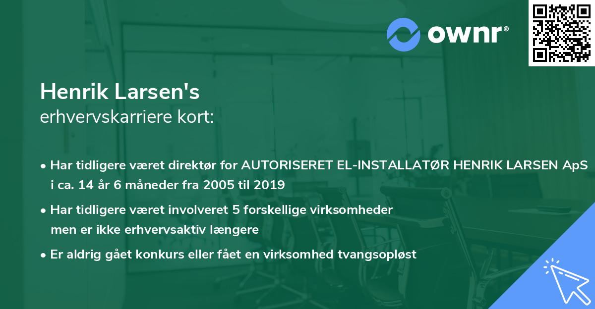 Henrik Larsen's erhvervskarriere kort