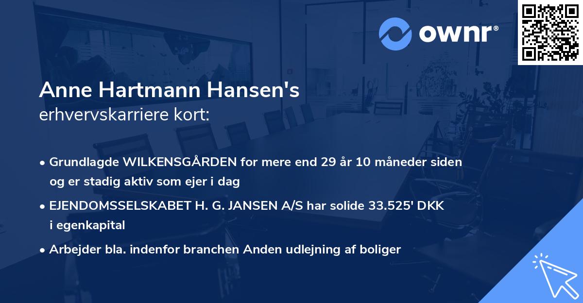 Anne Hartmann Hansen's erhvervskarriere kort