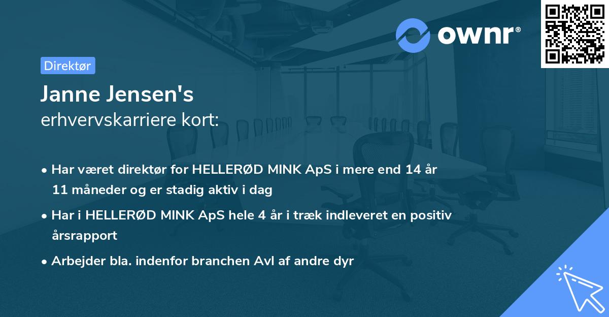 Janne Jensen's erhvervskarriere kort