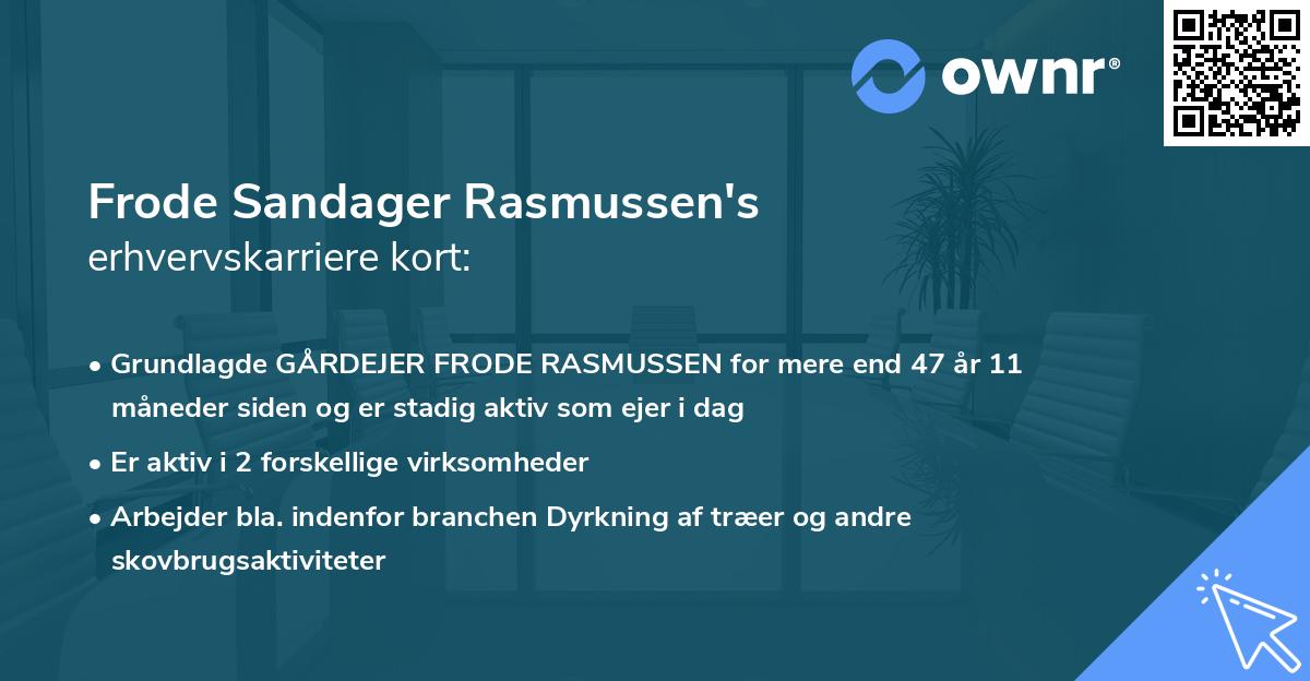 Frode Sandager Rasmussen's erhvervskarriere kort