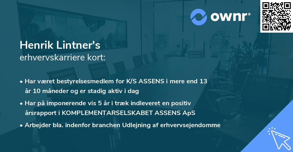 Henrik Lintner's erhvervskarriere kort