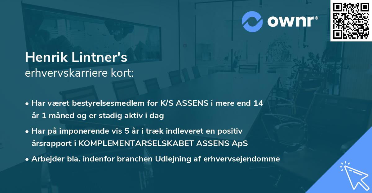 Henrik Lintner's erhvervskarriere kort