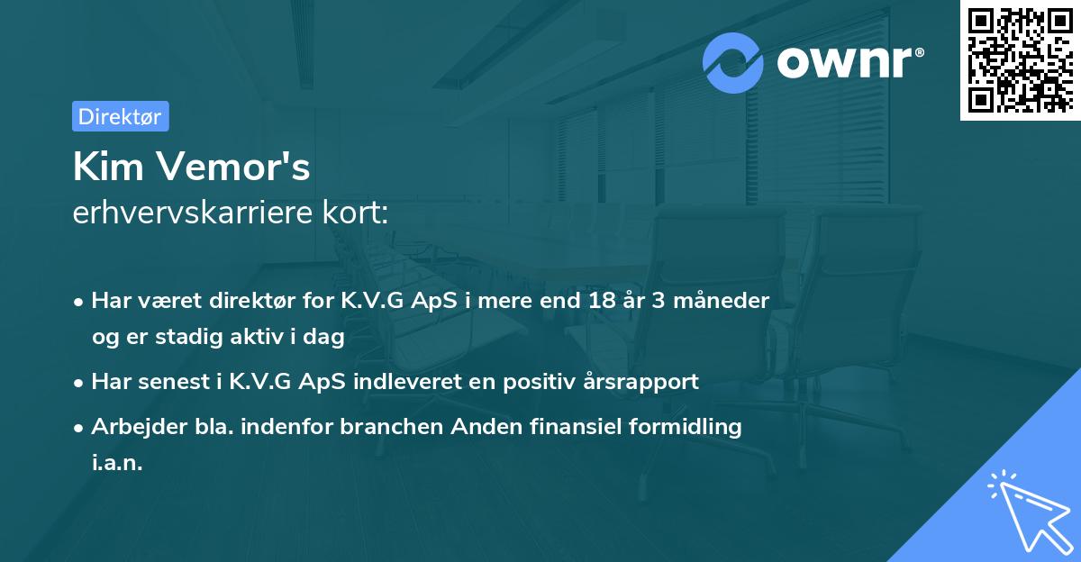 Kim Vemor's erhvervskarriere kort