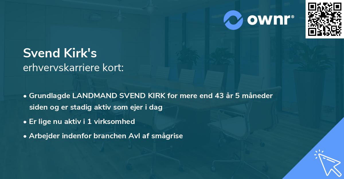 Svend Kirk's erhvervskarriere kort