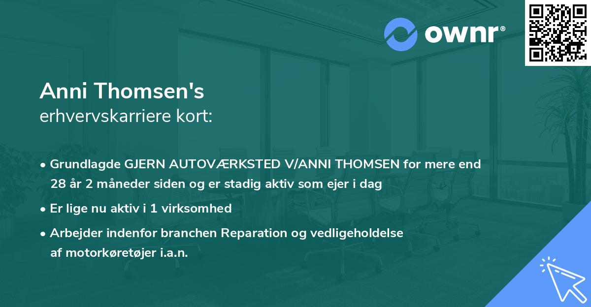 Anni Thomsen's erhvervskarriere kort