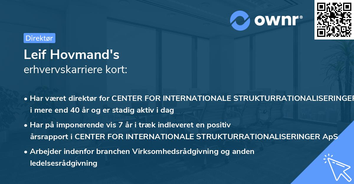 Leif Hovmand's erhvervskarriere kort