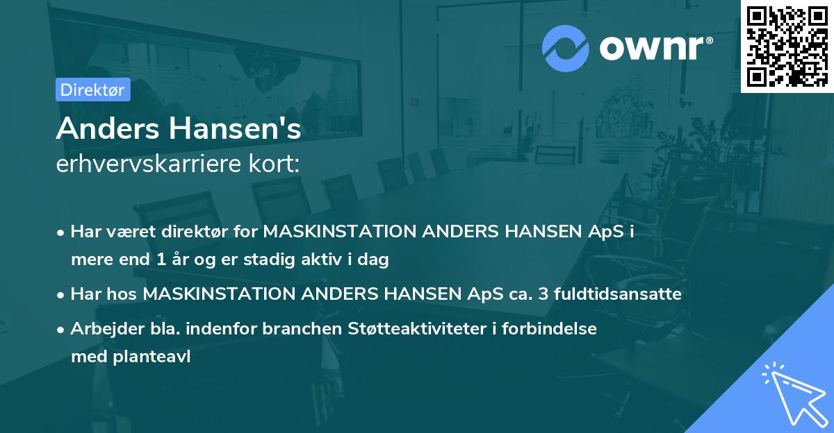 Anders Hansen's erhvervskarriere kort