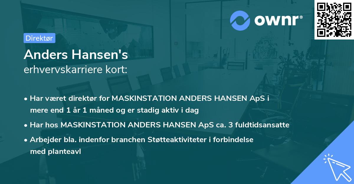 Anders Hansen's erhvervskarriere kort