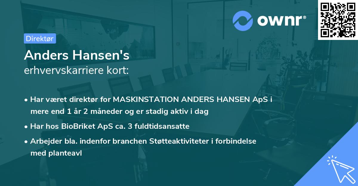Anders Hansen's erhvervskarriere kort