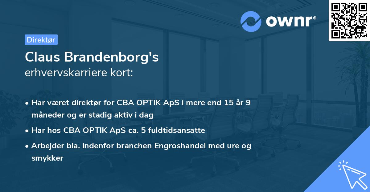 Claus Brandenborg's erhvervskarriere kort
