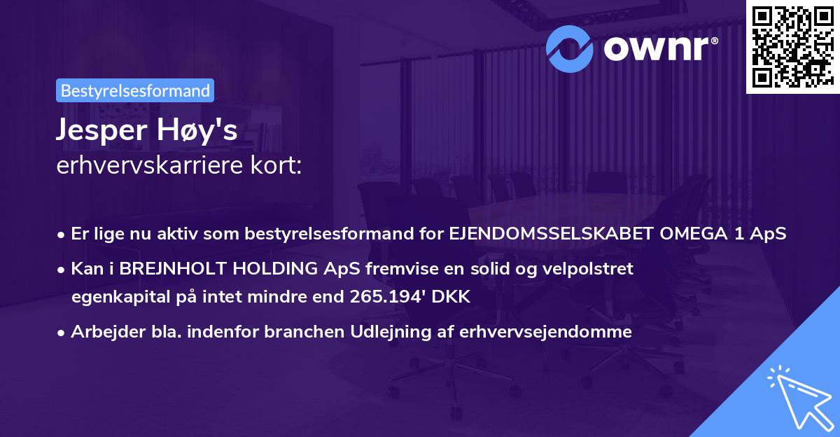 Jesper Høy's erhvervskarriere kort