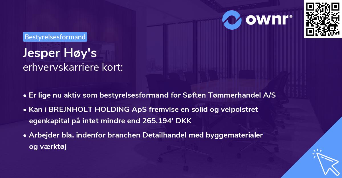 Jesper Høy's erhvervskarriere kort