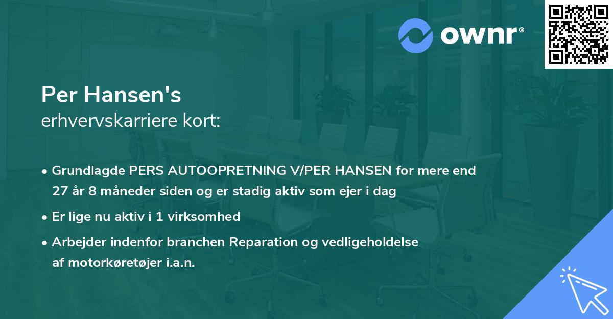 Per Hansen's erhvervskarriere kort