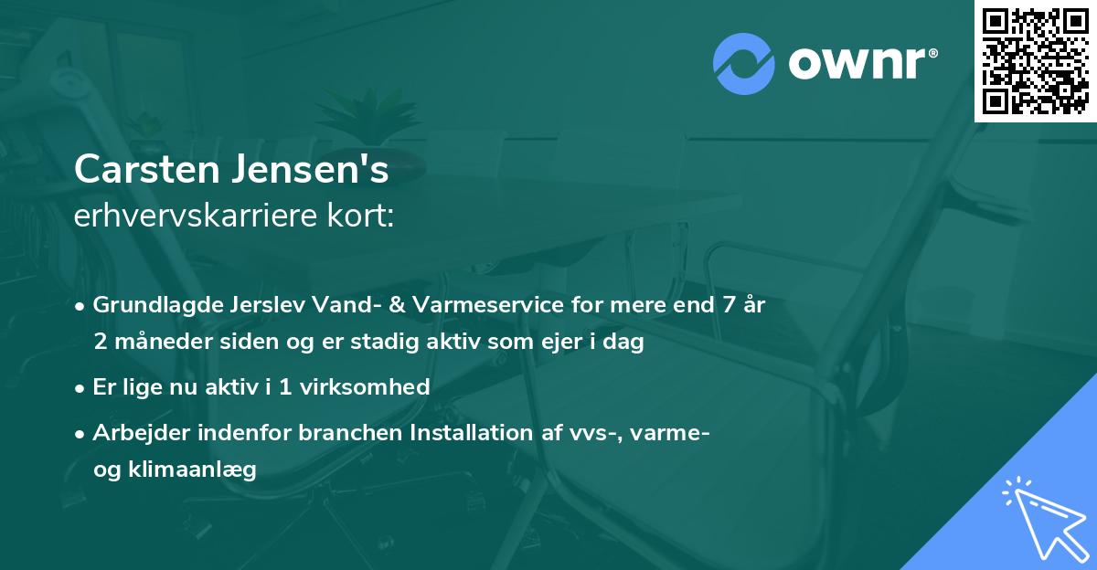 Carsten Jensen's erhvervskarriere kort