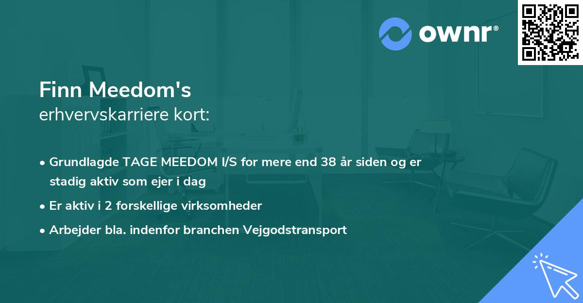 Finn Meedom's erhvervskarriere kort