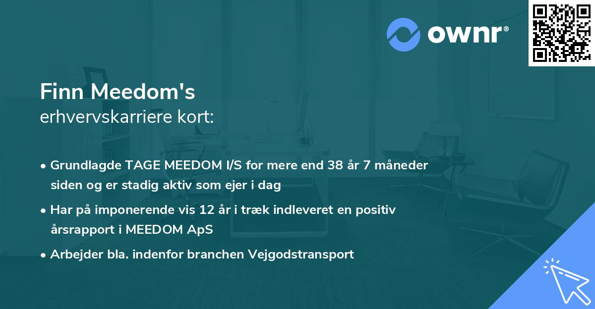 Finn Meedom's erhvervskarriere kort