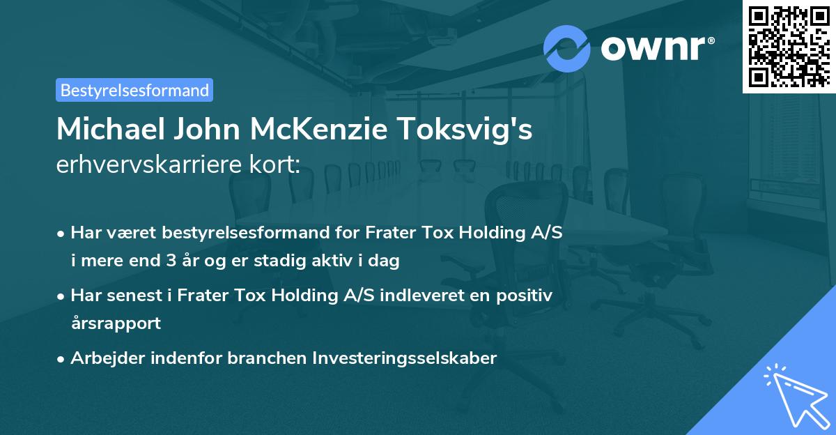 Michael John McKenzie Toksvig's erhvervskarriere kort