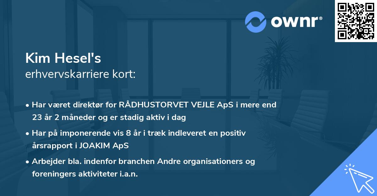 Kim Hesel's erhvervskarriere kort