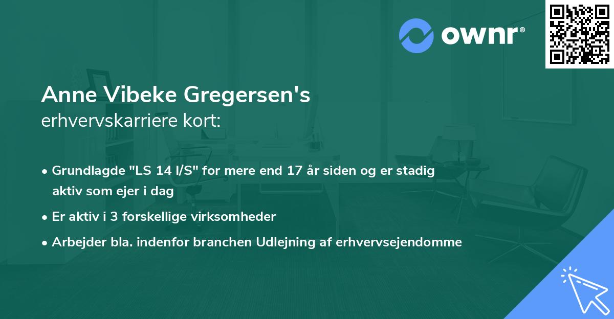 Anne Vibeke Gregersen's erhvervskarriere kort