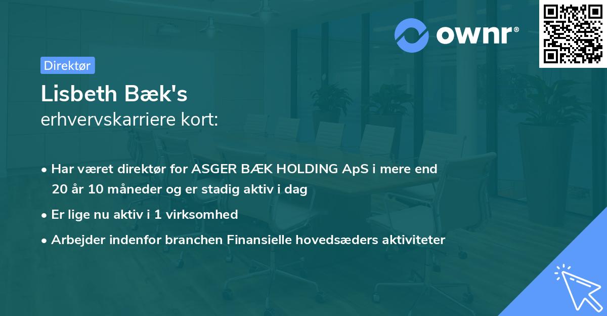 Lisbeth Bæk's erhvervskarriere kort