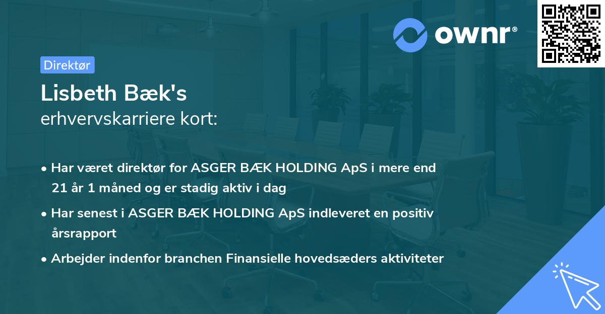 Lisbeth Bæk's erhvervskarriere kort