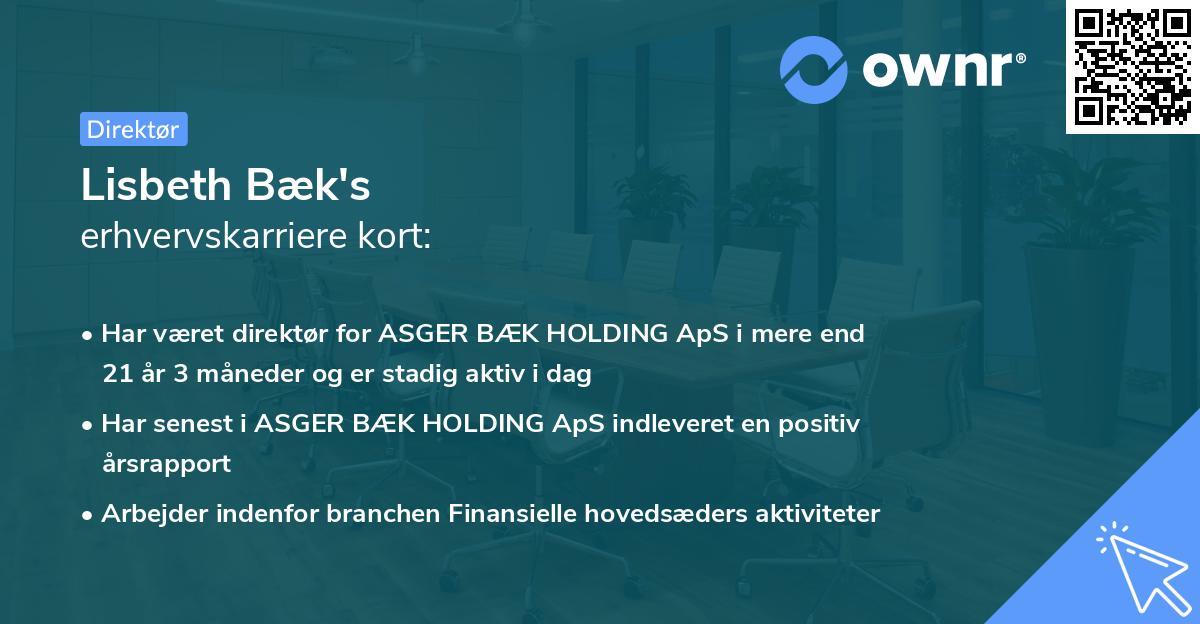 Lisbeth Bæk's erhvervskarriere kort