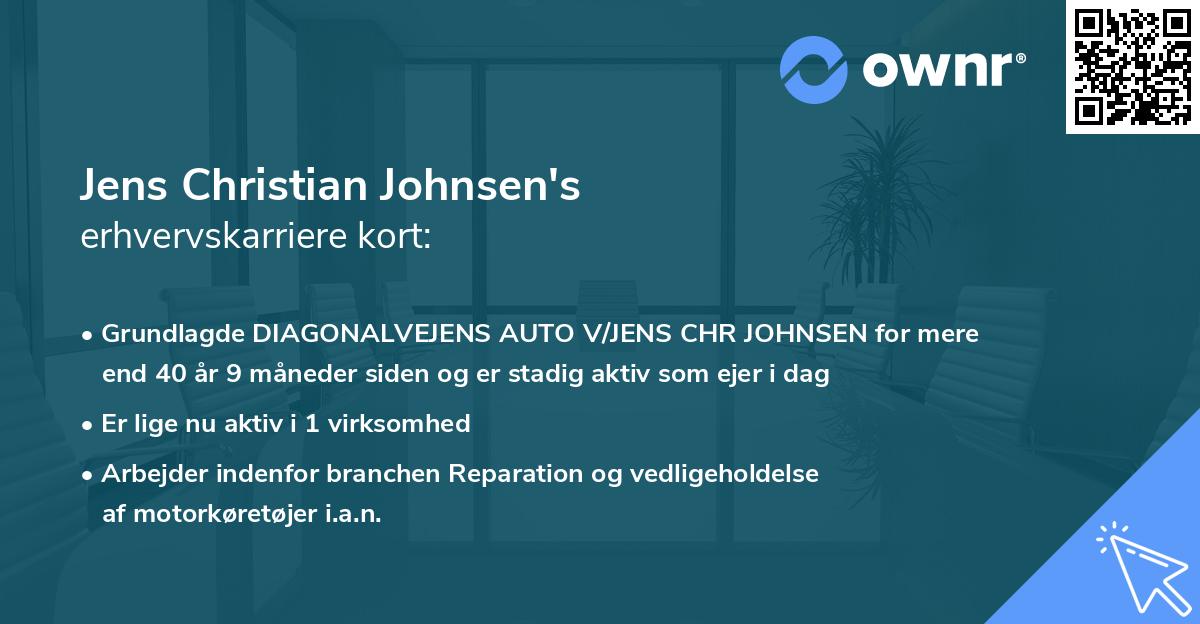Jens Christian Johnsen's erhvervskarriere kort
