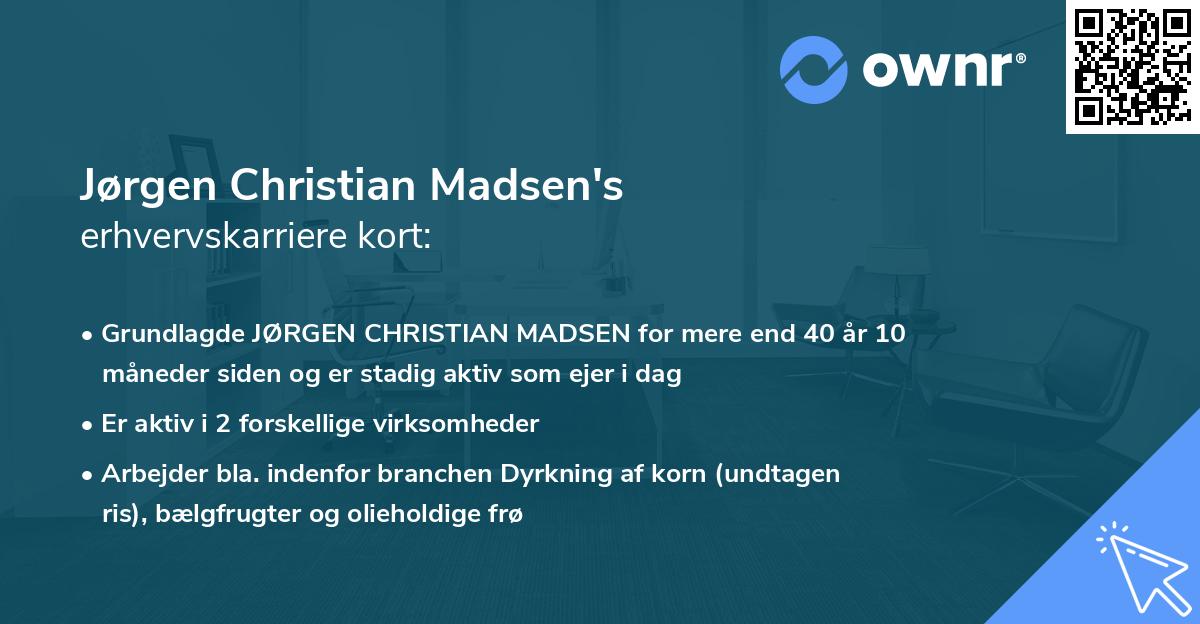 Jørgen Christian Madsen's erhvervskarriere kort