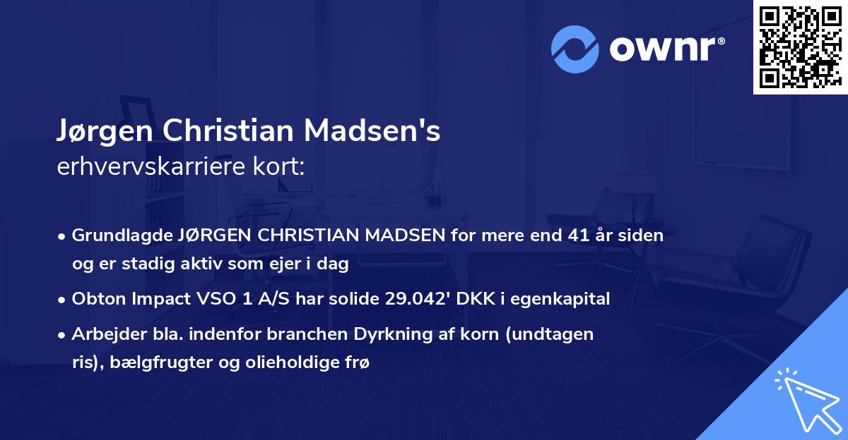Jørgen Christian Madsen's erhvervskarriere kort