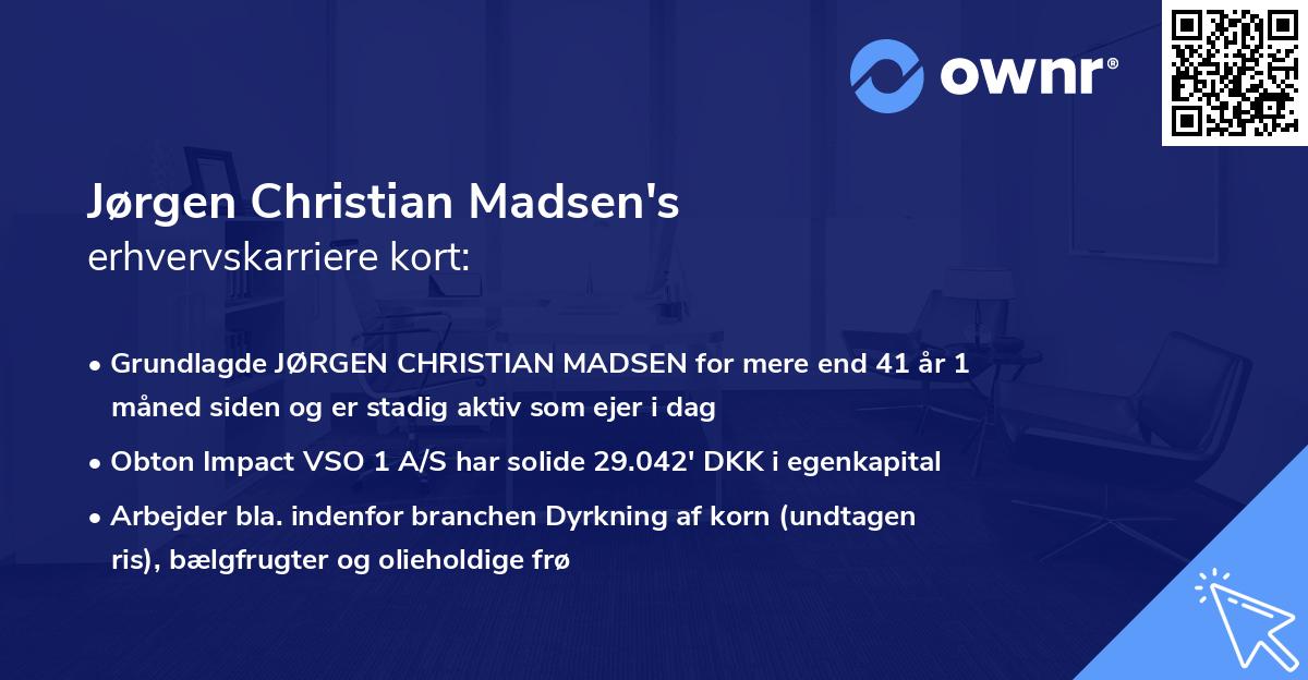 Jørgen Christian Madsen's erhvervskarriere kort