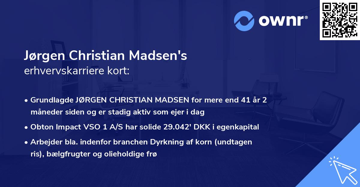 Jørgen Christian Madsen's erhvervskarriere kort