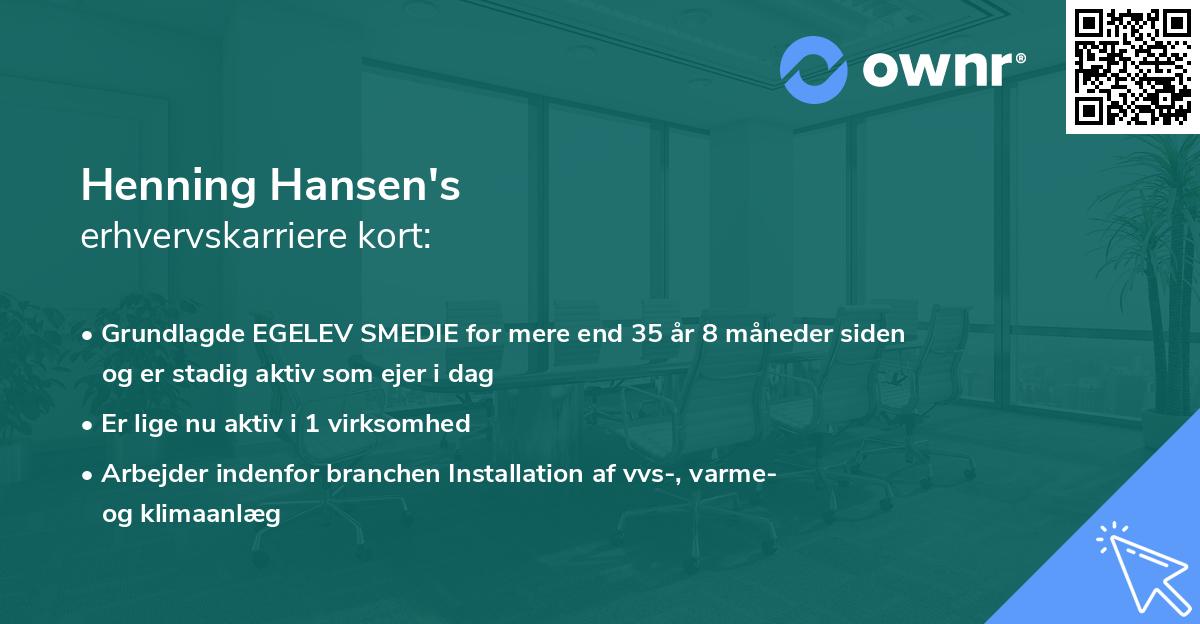 Henning Hansen's erhvervskarriere kort