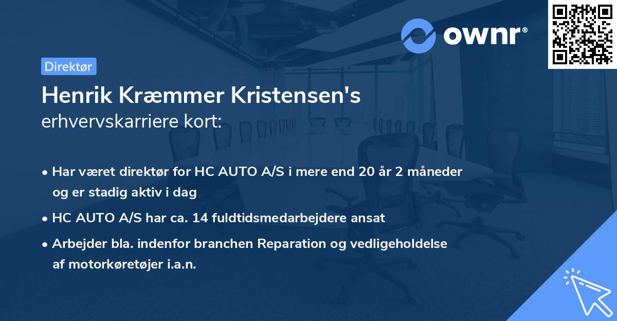 Henrik Kræmmer Kristensen's erhvervskarriere kort