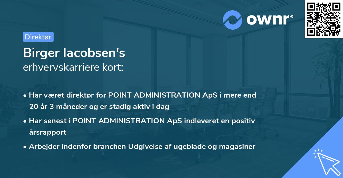Birger Iacobsen's erhvervskarriere kort