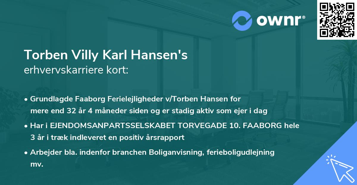 Torben Villy Karl Hansen's erhvervskarriere kort