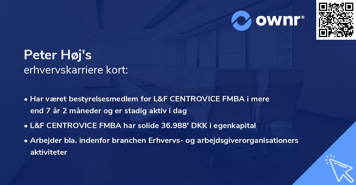 Peter Høj's erhvervskarriere kort