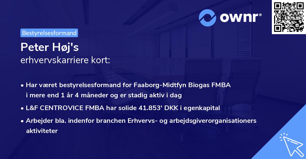 Peter Høj's erhvervskarriere kort