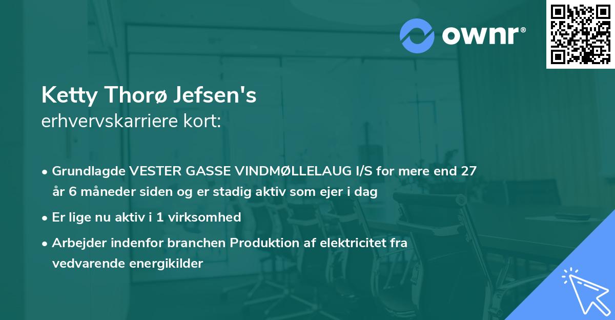 Ketty Thorø Jefsen's erhvervskarriere kort
