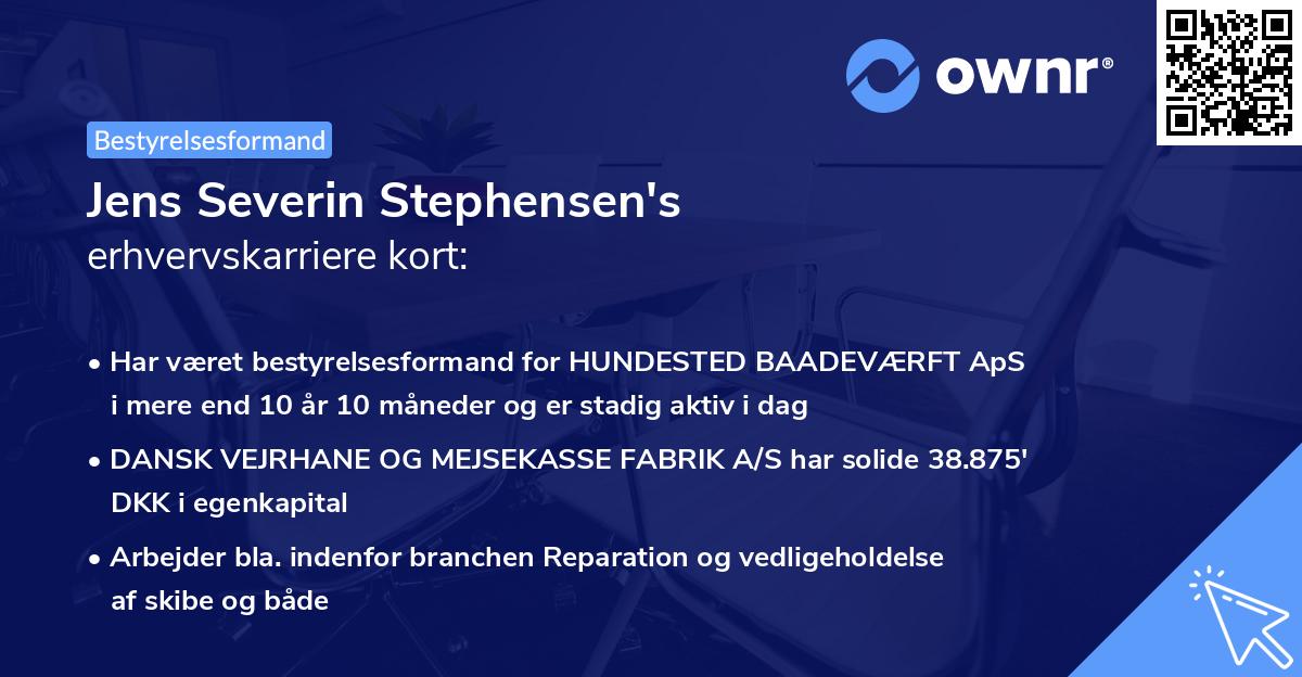 Jens Severin Stephensen's erhvervskarriere kort