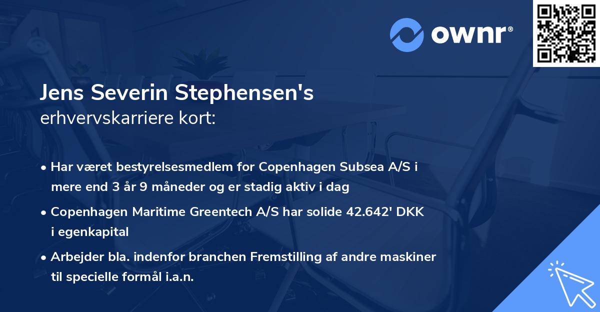 Jens Severin Stephensen's erhvervskarriere kort