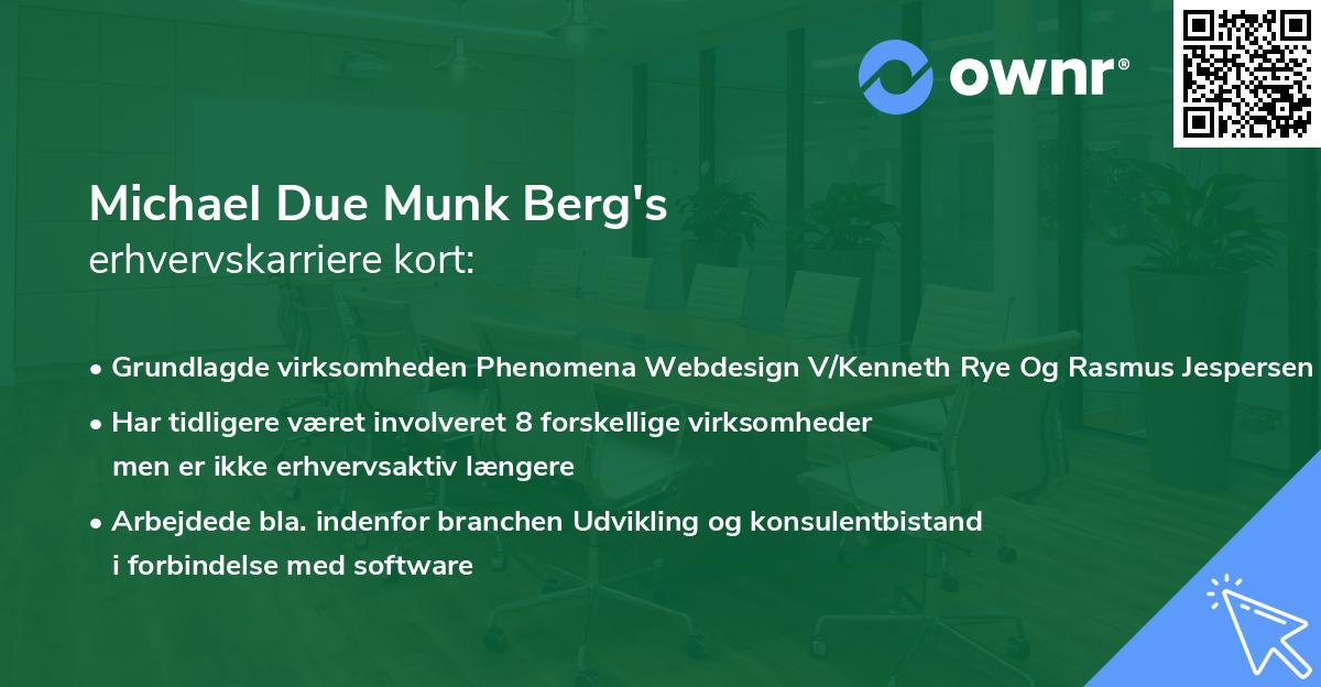 Michael Due Munk Berg's erhvervskarriere kort
