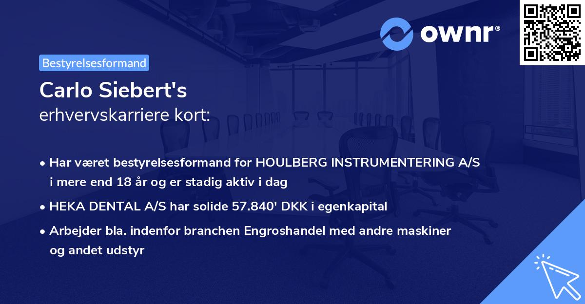 Carlo Siebert's erhvervskarriere kort