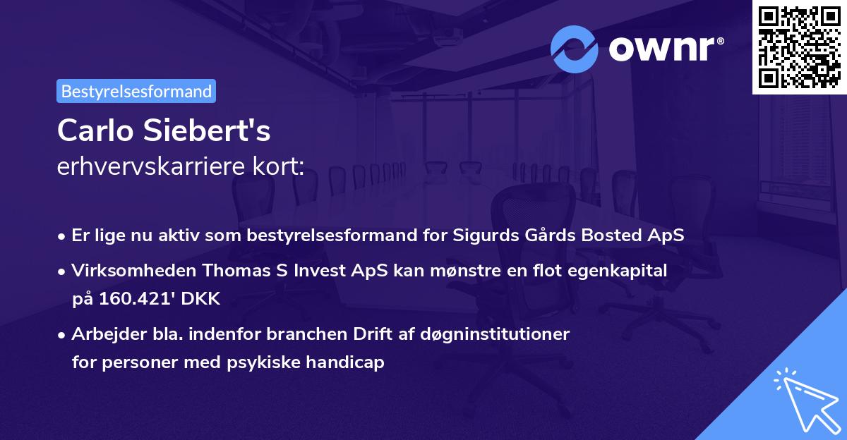 Carlo Siebert's erhvervskarriere kort