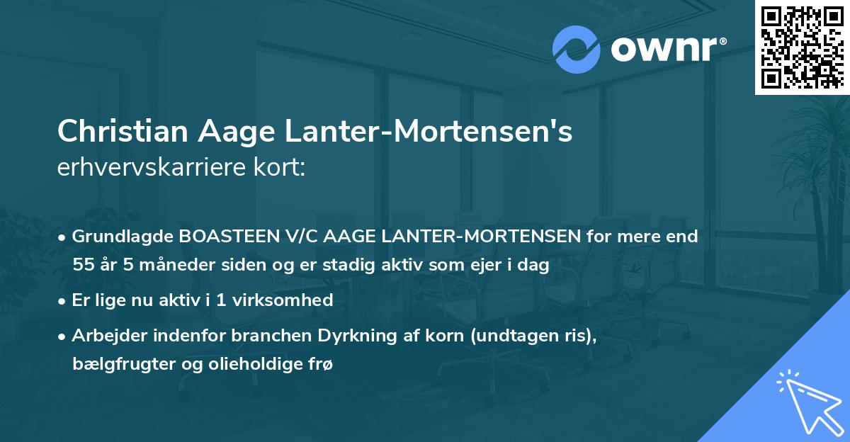 Christian Aage Lanter-Mortensen's erhvervskarriere kort