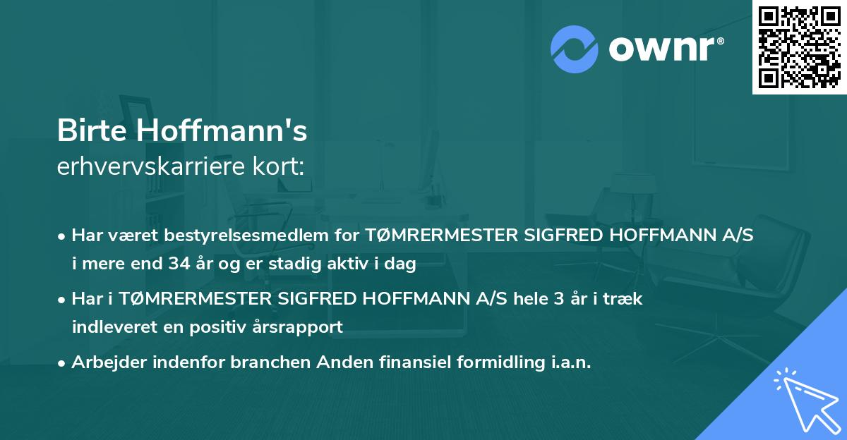 Birte Hoffmann's erhvervskarriere kort