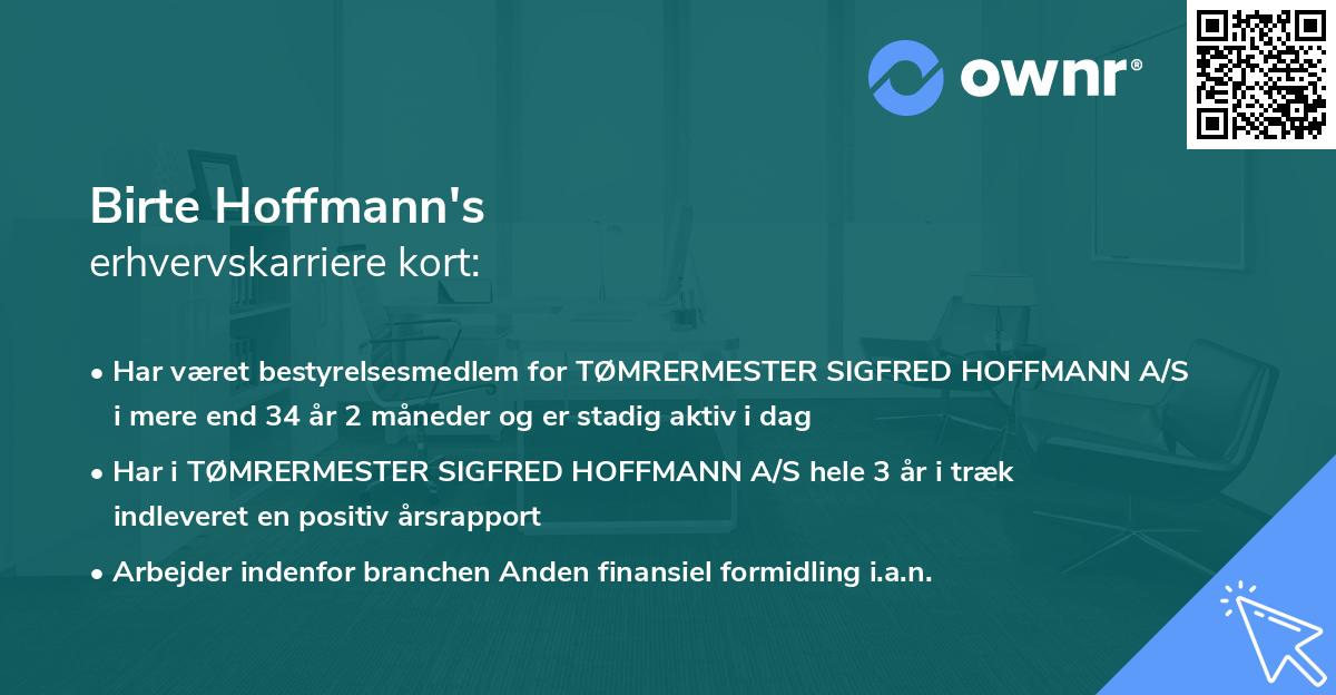 Birte Hoffmann's erhvervskarriere kort