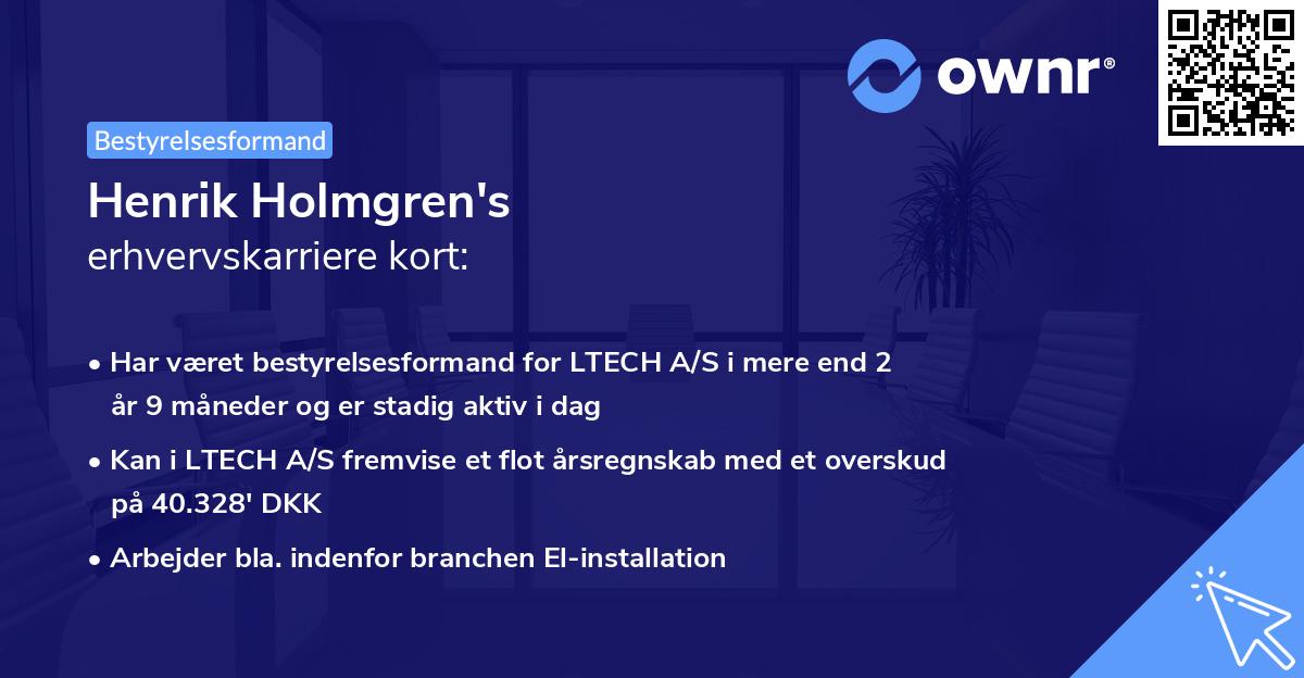 Henrik Holmgren's erhvervskarriere kort
