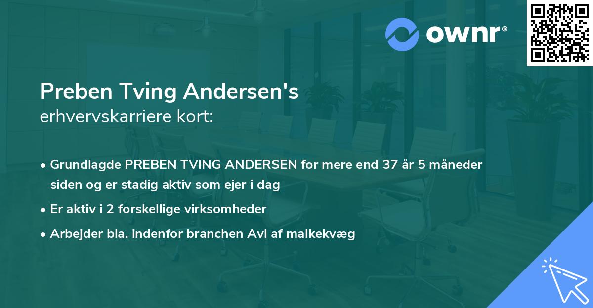 Preben Tving Andersen's erhvervskarriere kort