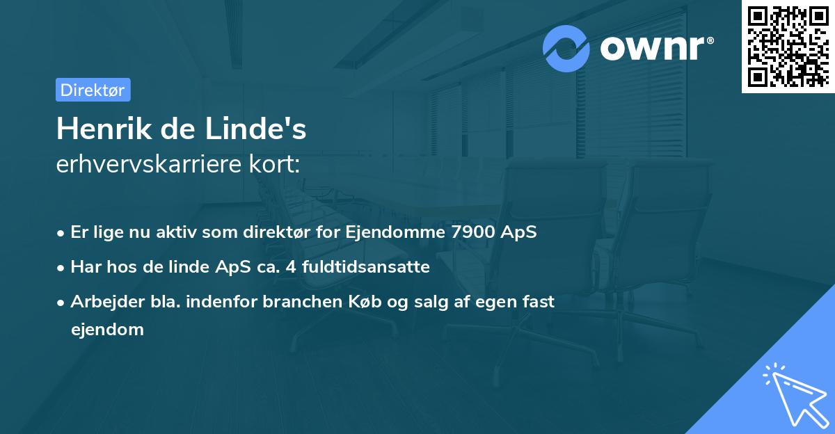Henrik de Linde's erhvervskarriere kort